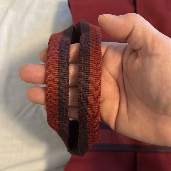 Hermes burgundy canvas tote - Picture 3 of 6